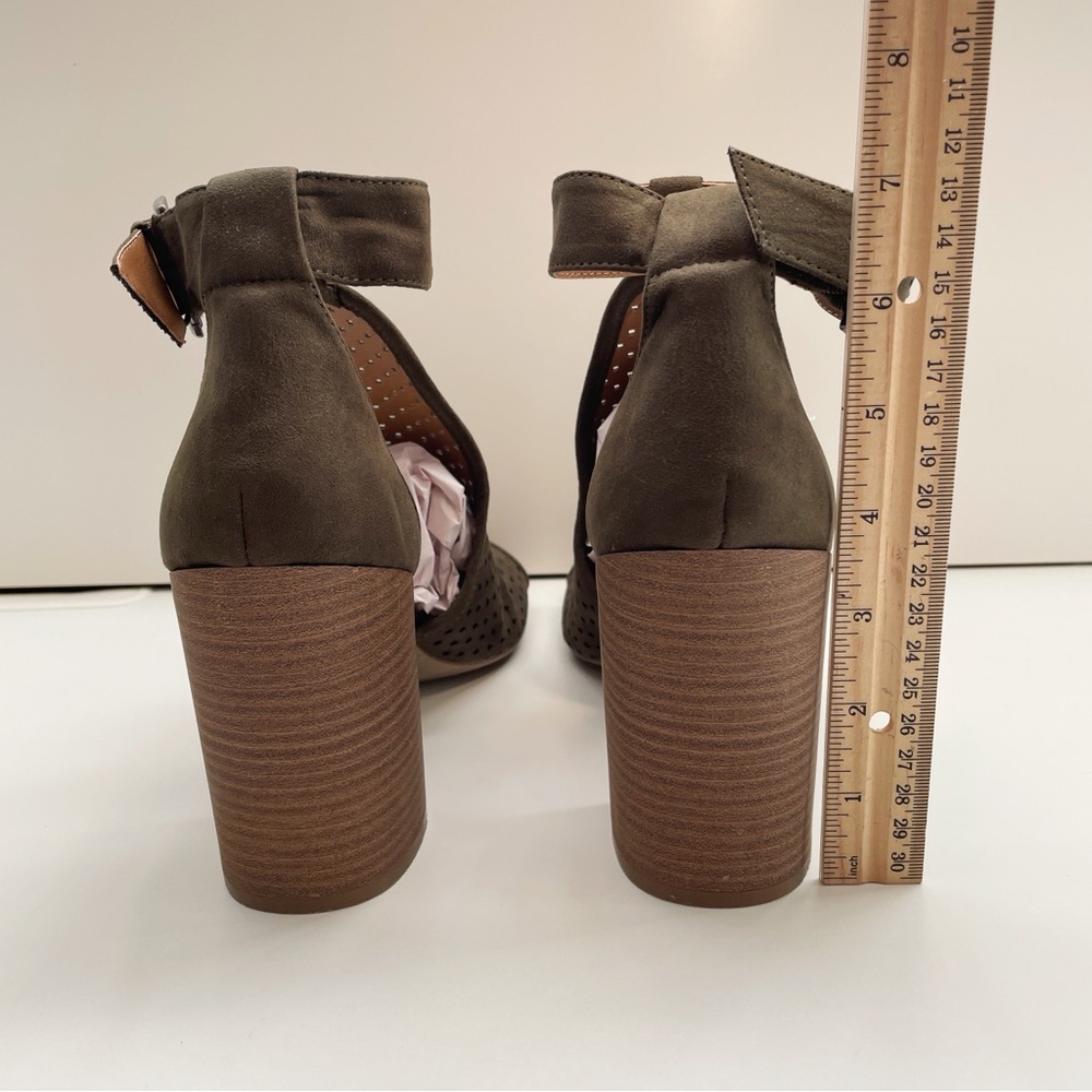 Target universal thread fall booties heel peep toe chunky wedge sandal green 9 - Picture 6 of 9